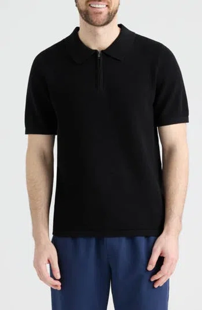 Hunter Saltwell Half Zip Polo Sweater In Black