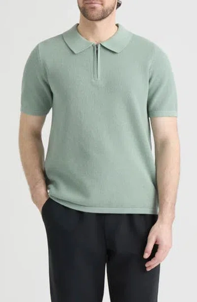 Hunter Saltwell Half Zip Polo Sweater In Green