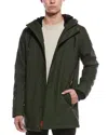 Hunter Sam Padded Rubberized Waterproof Rain Coat In Green