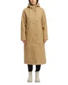 Hunter Sammy Rubberized Long Padded Raincoat In British Tan