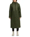 Hunter Women's Longline Padded Rubberized Coat In  Green