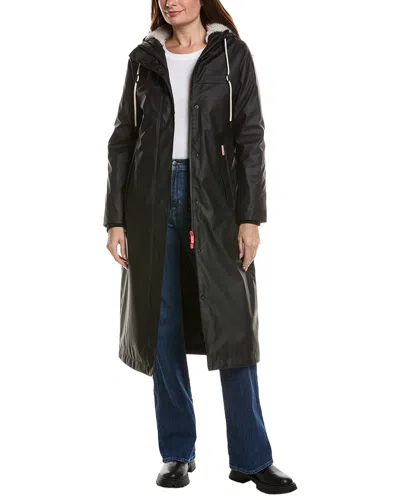 Hunter Sammy Rubberized Longline Padded Coat In Black