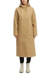 Hunter Sammy Waterproof Faux Fur Lined Hood Insulated Raincoat In Brown