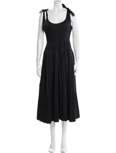 Pre-owned Hunter Scoop Neck Midi Length Dress In Black