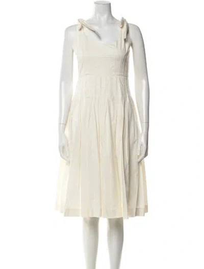 Pre-owned Hunter Scoop Neck Midi Length Dress In Neutrals