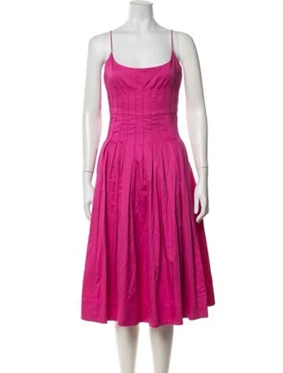 Pre-owned Hunter Scoop Neck Midi Length Dress In Pink