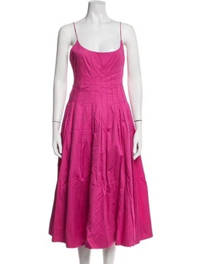 Pre-owned Hunter Scoop Neck Midi Length Dress In Pink