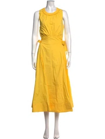 Pre-owned Hunter Scoop Neck Midi Length Dress In Yellow
