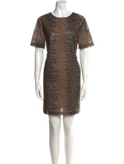 Pre-owned Hunter Scoop Neck Mini Dress In Brown