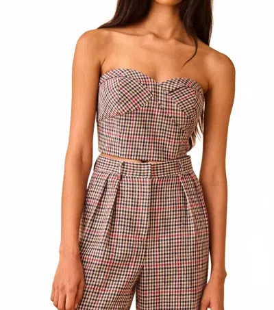 Hunter Scottie Strapless Top In Clarence Houndstooth In Multi