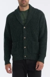 Hunter Shawl Collar Button Front Cardigan In Green