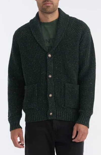 Hunter Shawl Collar Button Front Cardigan In Green