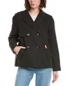 Hunter Womens Double Breasted Short Trench Jacket In Black