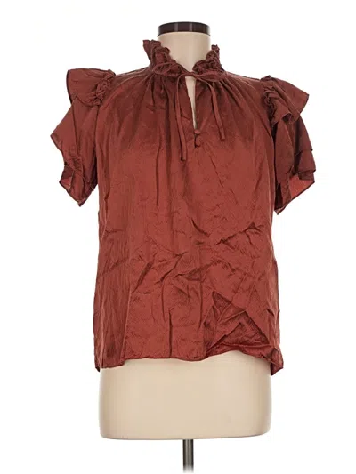 Pre-owned Hunter Short Sleeve Blouse In Brown