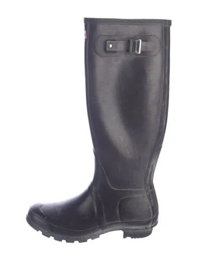 Pre-owned Hunter Signature Logo Rubber Rain Boots In Blue