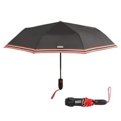 Hunter Signature Stripe Compact Umbrella In Black
