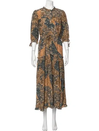 Pre-owned Hunter Silk Long Dress In Brown