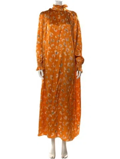 Pre-owned Hunter Silk Long Dress In Orange