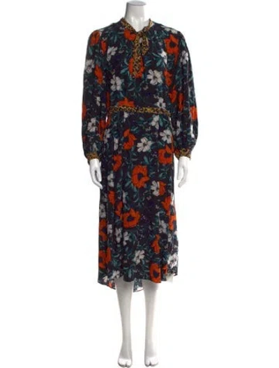 Pre-owned Hunter Silk Midi Length Dress In Black