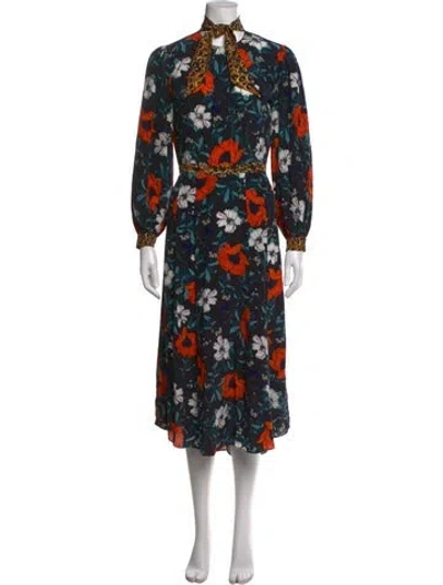 Pre-owned Hunter Silk Midi Length Dress In Black