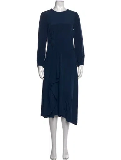 Pre-owned Hunter Silk Midi Length Dress In Blue