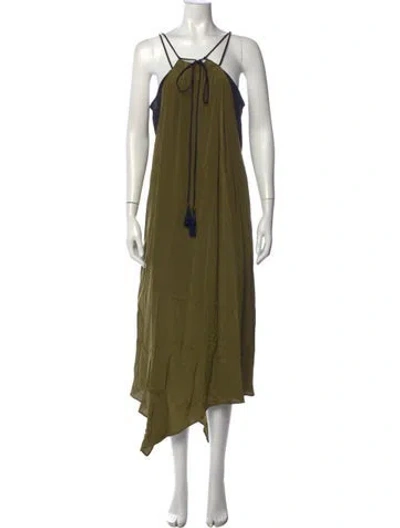 Pre-owned Hunter Silk Midi Length Dress In Green