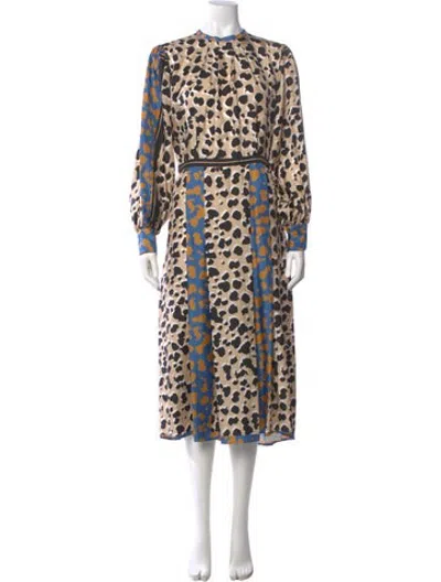 Pre-owned Hunter Silk Midi Length Dress W/ Tags In Neutrals