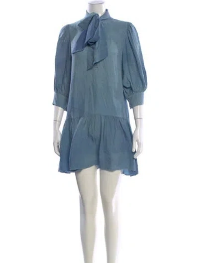 Pre-owned Hunter Silk Mini Dress In Blue