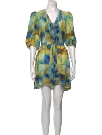 Pre-owned Hunter Silk Mini Dress In Blue/green