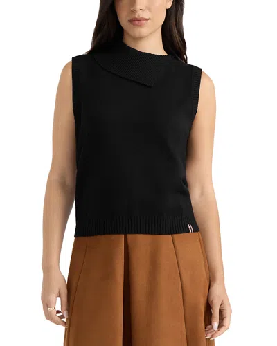 Hunter Sleeveless Asymmetric Collar Sweater In Black