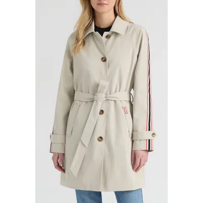 Hunter Sophia Sleeve Stripe Trench Coat In Brown