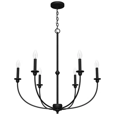 Hunter Southcrest Matte Black 6 Light Chandelier Ceiling Light Fixture