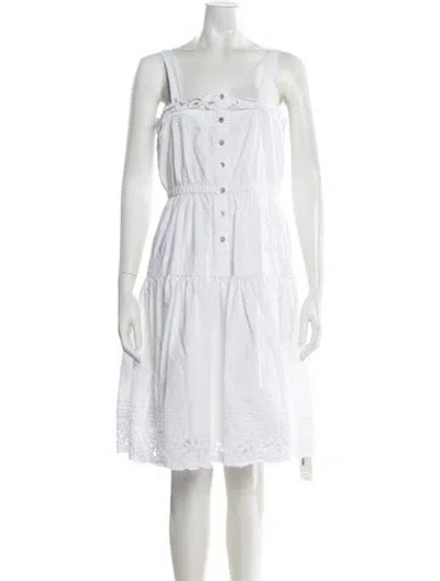 Pre-owned Hunter Square Neckline Knee-length Dress In White