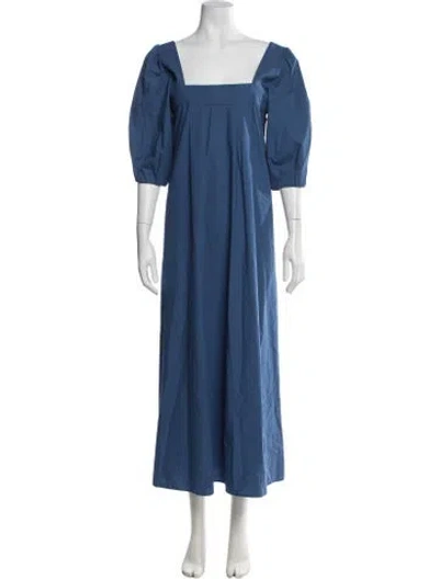 Pre-owned Hunter Square Neckline Long Dress In Blue