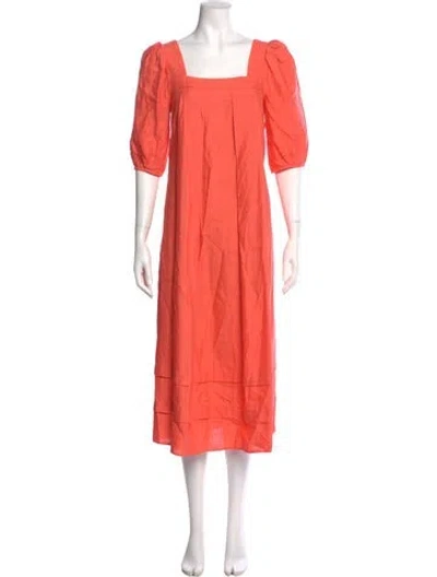 Pre-owned Hunter Square Neckline Long Dress In Orange
