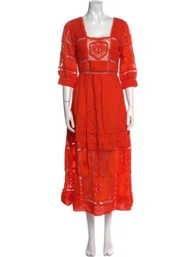 Pre-owned Hunter Square Neckline Long Dress In Orange