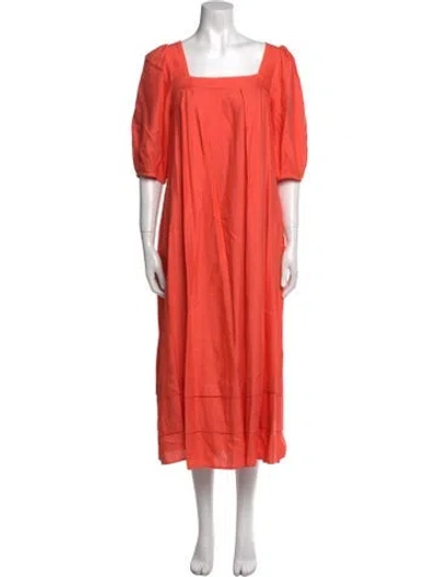 Pre-owned Hunter Square Neckline Long Dress In Orange