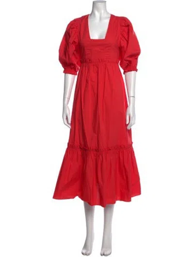 Pre-owned Hunter Square Neckline Long Dress In Red