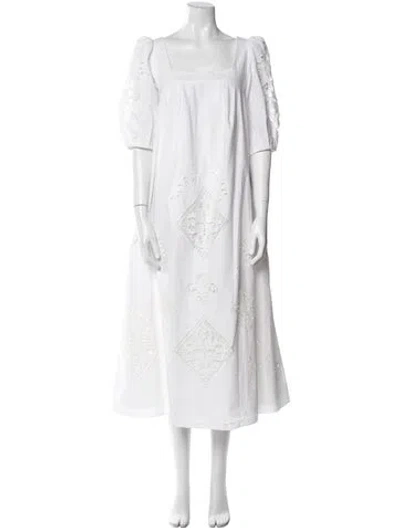 Pre-owned Hunter Square Neckline Long Dress In White