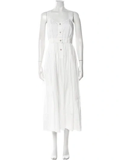 Pre-owned Hunter Square Neckline Long Dress In White