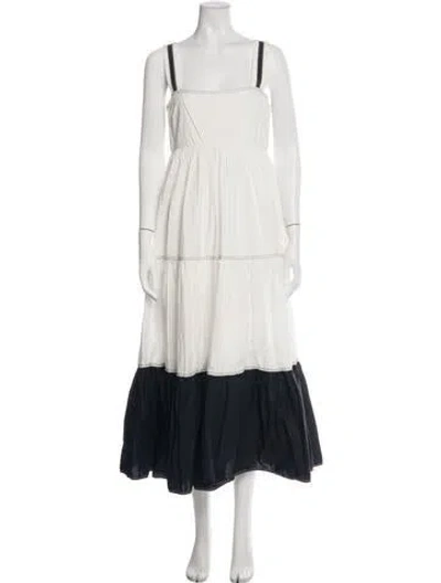 Pre-owned Hunter Square Neckline Long Dress In White