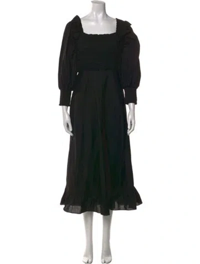 Pre-owned Hunter Square Neckline Midi Length Dress In Black