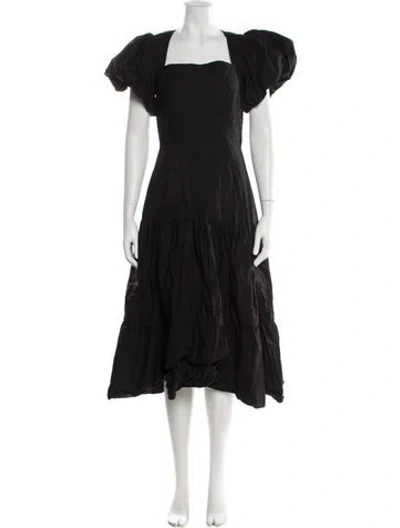 Pre-owned Hunter Square Neckline Midi Length Dress In Black