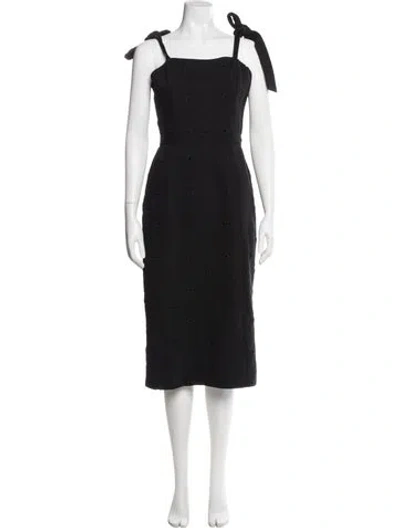 Pre-owned Hunter Square Neckline Midi Length Dress In Black
