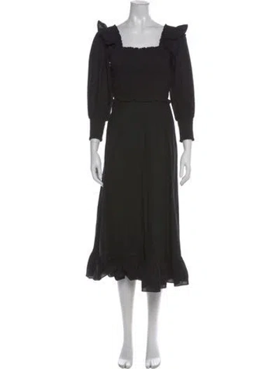 Pre-owned Hunter Square Neckline Midi Length Dress In Black