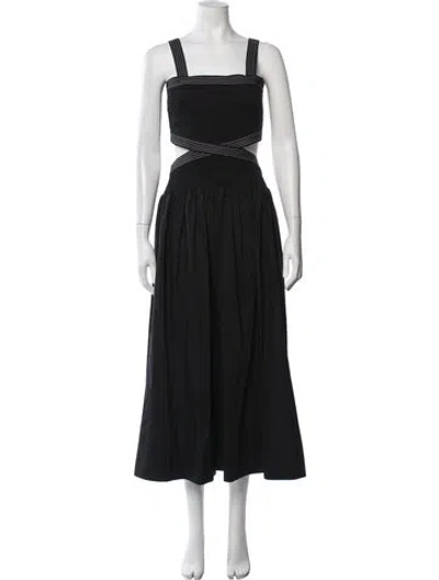 Pre-owned Hunter Square Neckline Midi Length Dress In Black