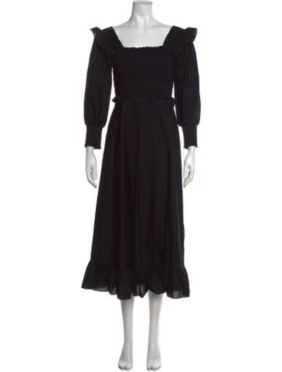 Pre-owned Hunter Square Neckline Midi Length Dress In Black