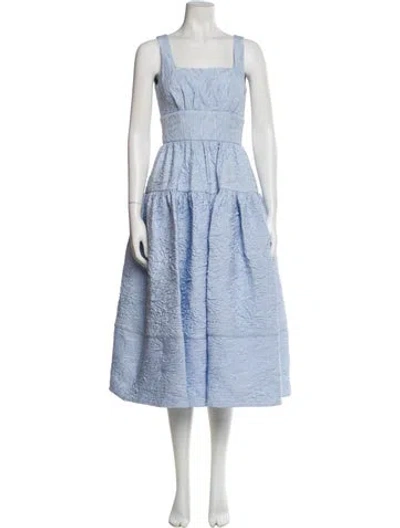Pre-owned Hunter Square Neckline Midi Length Dress In Blue