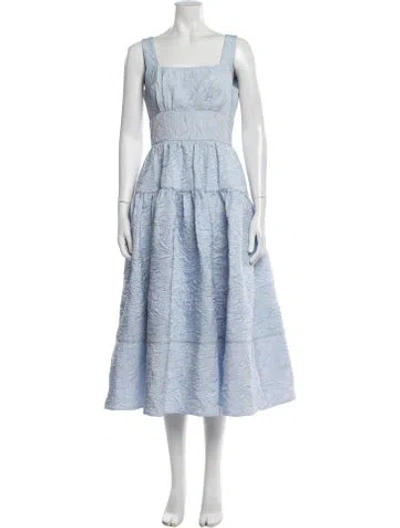 Pre-owned Hunter Square Neckline Midi Length Dress In Blue