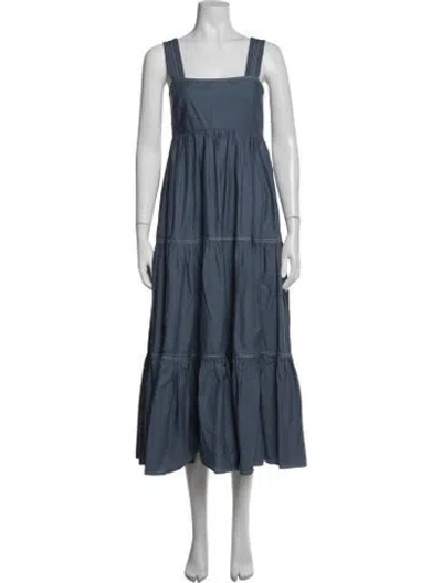 Pre-owned Hunter Square Neckline Midi Length Dress In Blue
